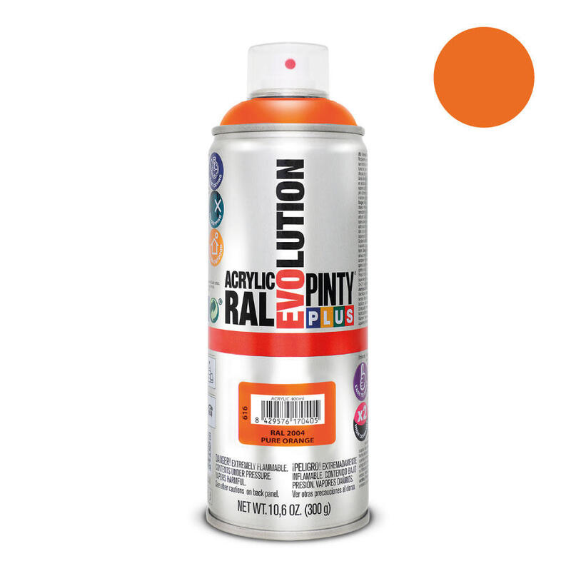 Pack De 2 Unidades - Pintura En Spray Pintyplus Evolution 520cc Ral 2004 Naranja Puro