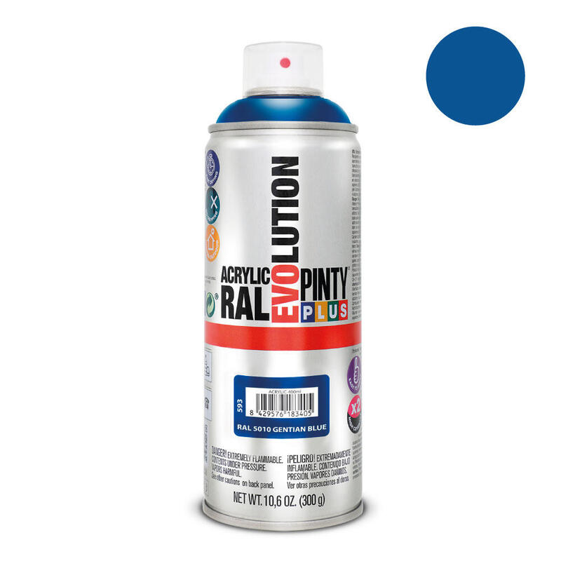 Pack De 2 Unidades - Pintura En Spray Pintyplus Evolution 520cc Ral 5010 Azul Genziana