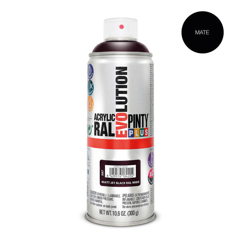 Pack De 2 Unidades - Pintura En Spray Pintyplus Evolution 520cc Ral 9005 Negro Intenso Mate