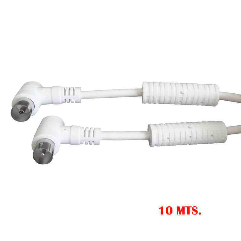 Pack De 2 Unidades - Prolongacion Tv-Video Acodada Con Filtro 9,5mm 10m Envasada Blanca