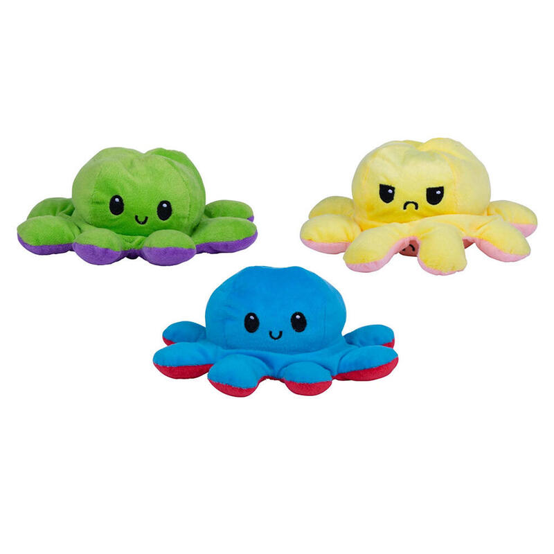Pack De 2 Unidades - Pulpo De Peluche Reversible, Colores Surtidos, Ø 19 Cm