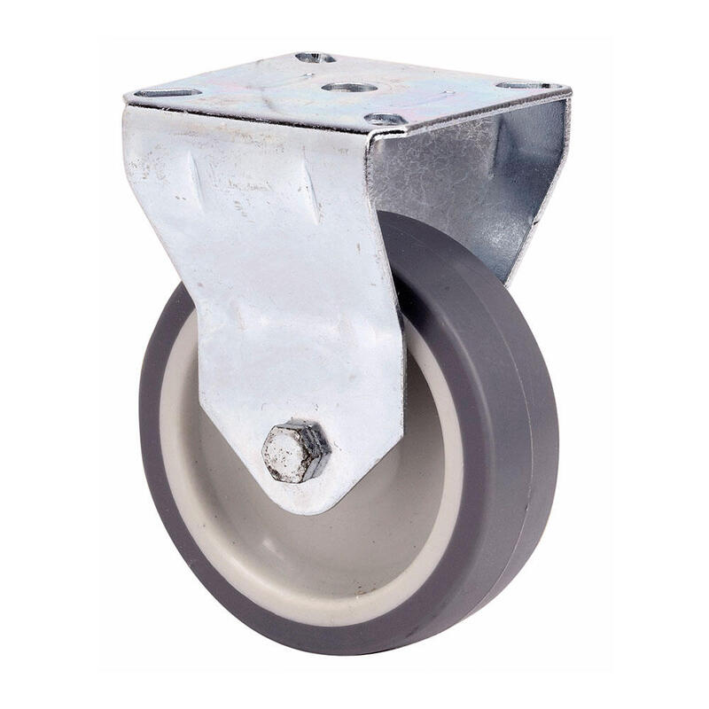 Pack De 2 Unidades - Rueda Fija De Goma Con Placa Y Eje Liso, Color Gris, Carga Máx. 50 Kg, Ø 6 Cm