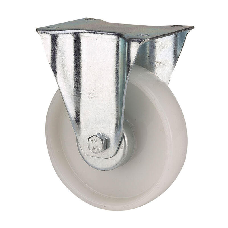 Pack De 2 Unidades - Rueda Fija De Poliamix Con Placa Y Eje Liso, Color Blanco, Carga Máx. 150 Kg, Ø 10 Cm