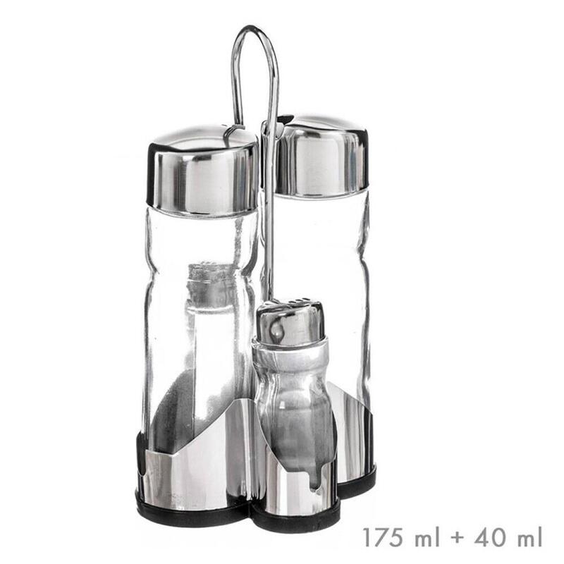 Pack De 2 Unidades - Set Aceitera, Vinagrera, Salero Y Pimentero De Cristal + Tapón Inox