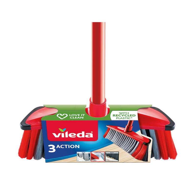 Pack De 2 Unidades - Set Cepillo 3 Action Escoba Multiusos Con Palo 171214 Vileda