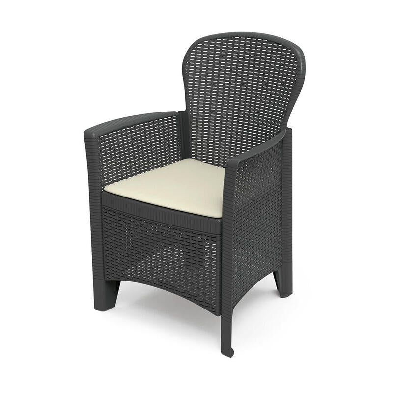 Pack De 2 Unidades - Silla Imitacion Rattan. Color: Antracita 60x58x89cm Modelo: Folia Progarden