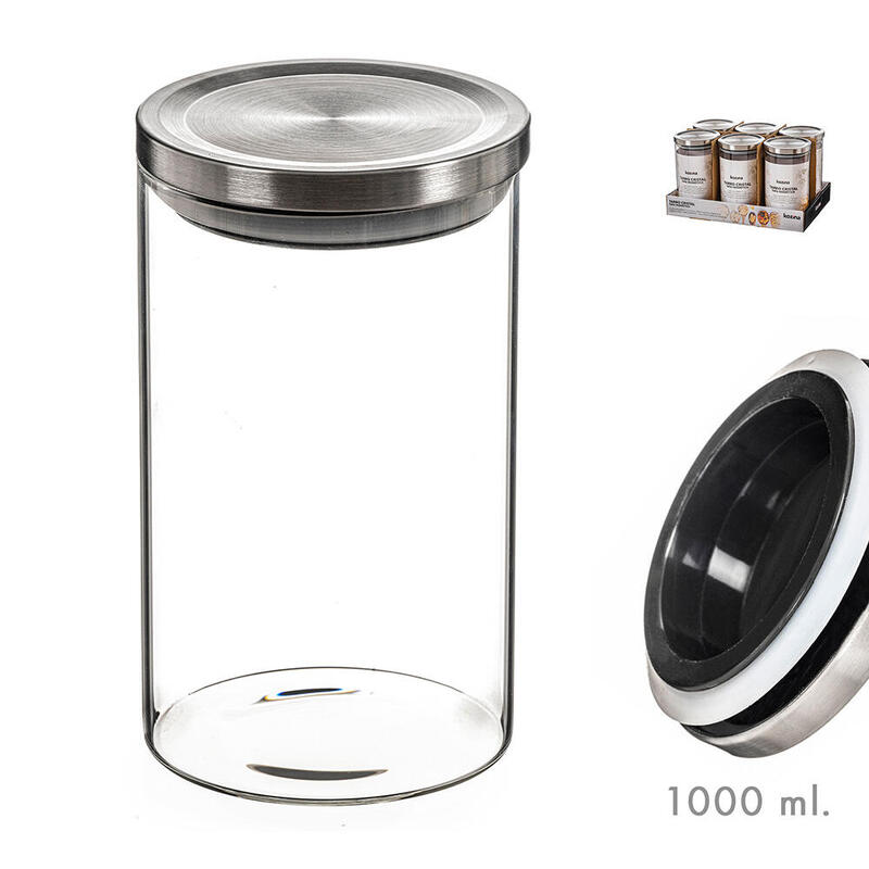 Pack De 2 Unidades - Tarro De Cristal Con Tapa De Metal 1000 Ml
