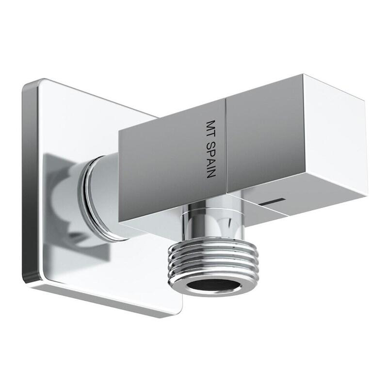 Pack De 2 Unidades - Válvula Escuadra Modelo Deco Con Mando Cuadrado, Silver, ½ X ½ Pulg