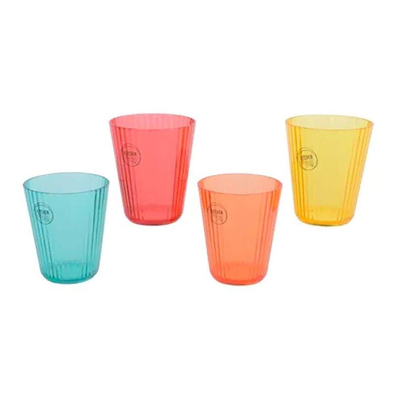 Pack De 2 Unidades - Vaso Reutilizable De Rayas En Relieve Ø8,5 X 10 Cm, Colores Surtidos, 4 Uds