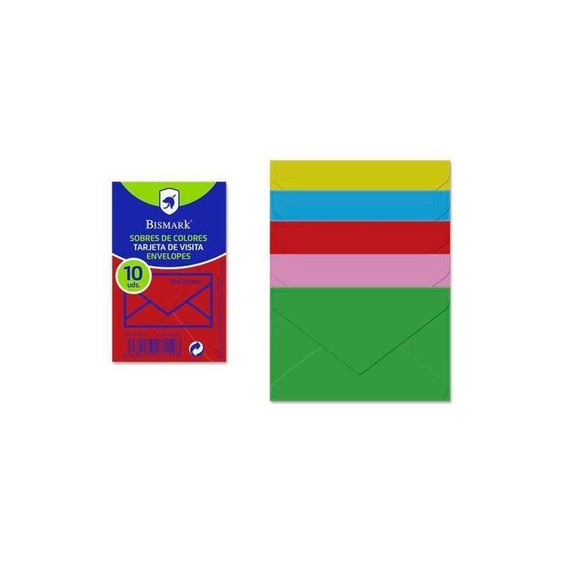 Pack De 20 Unidades Bismark Sobre De Papel 90gr 76x120mm Colores 10 Sobres Surtidos