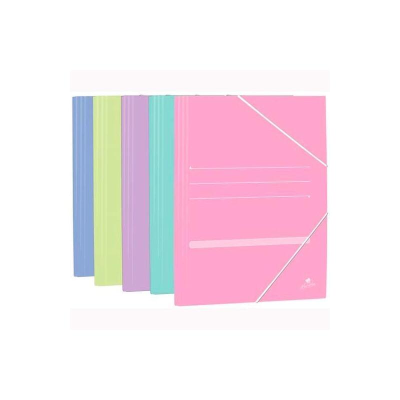 Pack De 20 Unidades Mariola Carpeta Con Gomas 3 Solapas Folio Cartón Mate 500gr C/Surtidos Pastel