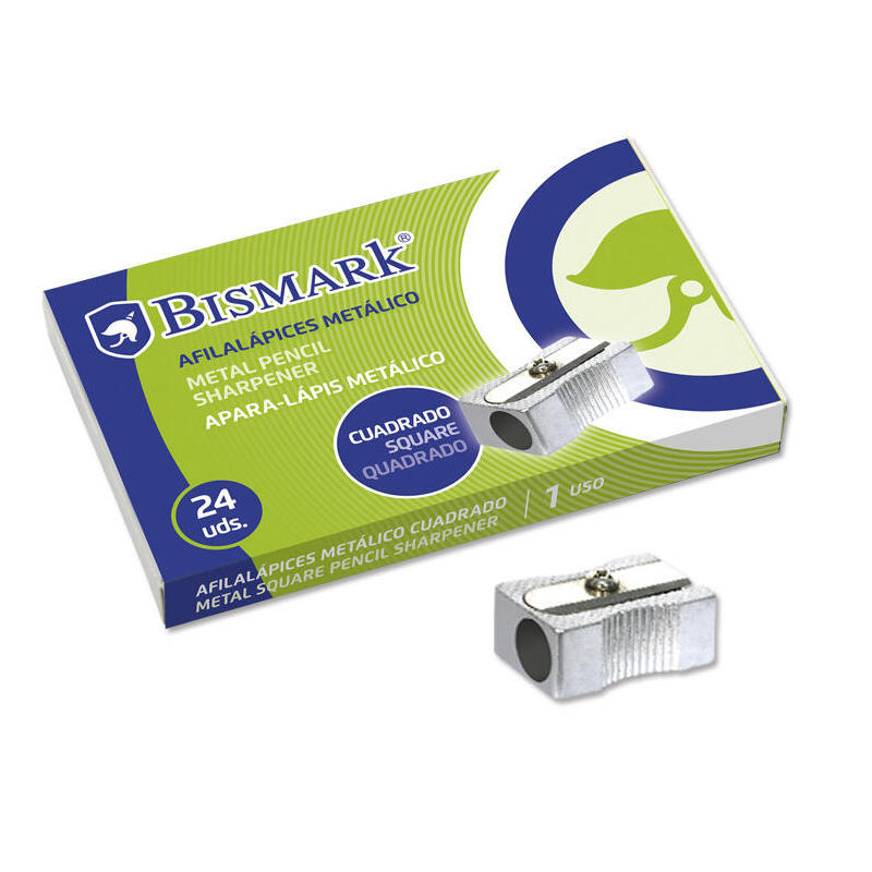 Pack De 24 Unidades Bismark Afilalapiz Metal Cuadrado Afilalapiz De Aluminio - Forma Rectangular O En Cuña - Sencillos