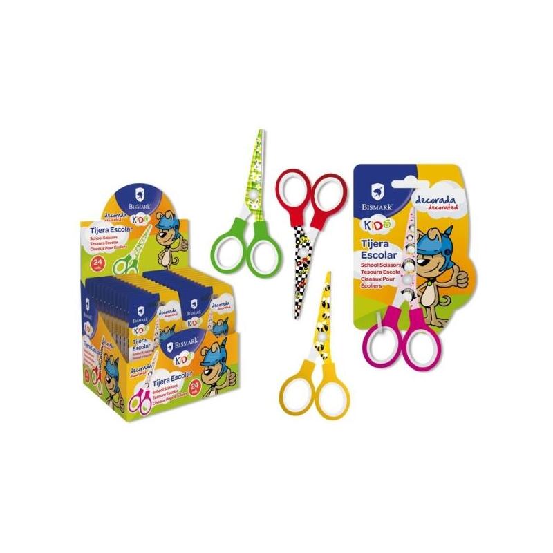 Pack De 24 Unidades Bismark Kids Deco Tijera Escolar 13cm - Acero De Aleacion Extra - Hojas Decoradas - Mangos En