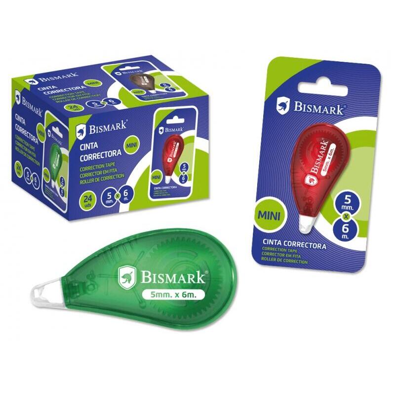 Pack De 24 Unidades Bismark Mini Cinta Correctora En Seco - Alta Calidad - Correccion Rapida - No Mancha - No Deja
