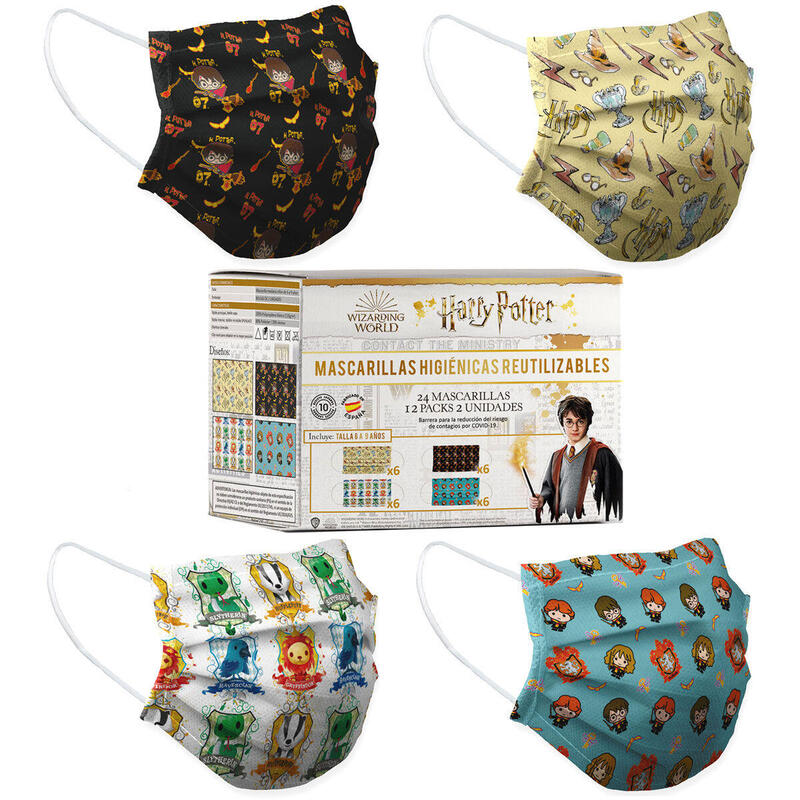 Pack De 24 Unidades - Mascarilla Reutilizable Harry Potter 6/9 Años Surtido