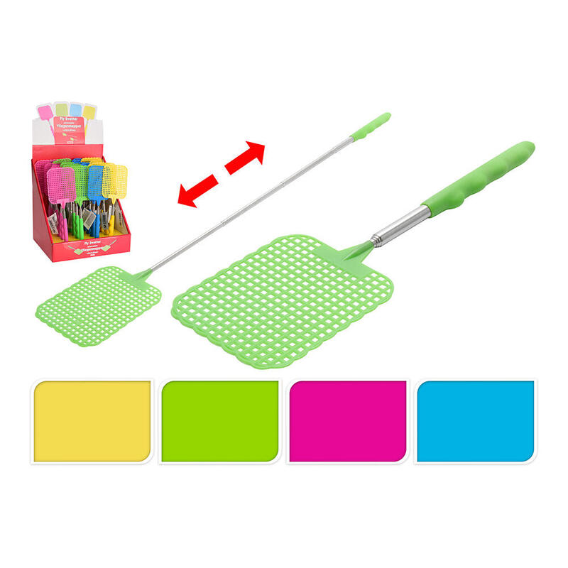 Pack De 24 Unidades - Pala Matamoscas Extensible Colores Surtidos