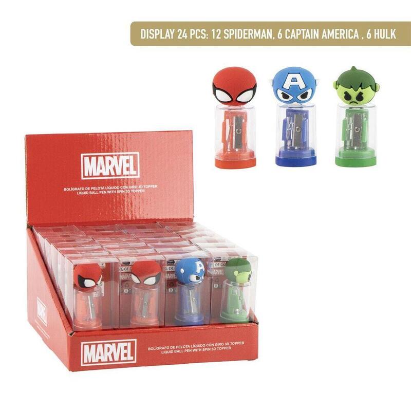 Pack De 24 Unidades - Sacapuntas Contenedor Vengadores Avengers Marvel Surtido