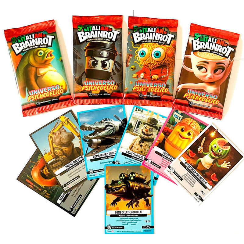 Pack De 24 Unidades - Sobre 7 Cartas Coleccionables Universo Psichedelico Skifidol Italian Brainrot Italiano Surtido