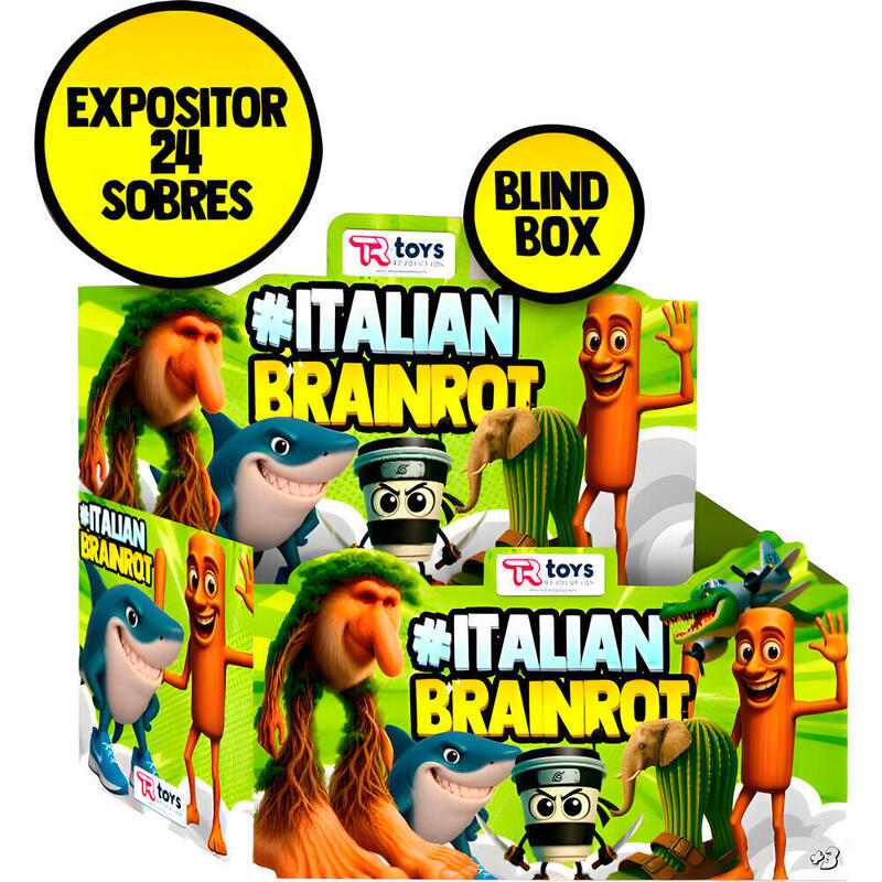 Pack De 24 Unidades - Sobre Figura + 3 Cartas Coleccionables Italian Brainrot Surtido
