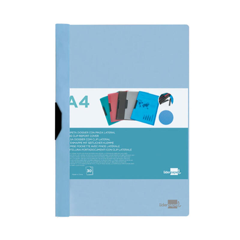 Pack De 25 Unidades - Carpeta Dossier Pinza Lateral Pp Din A 4 Azul Celeste