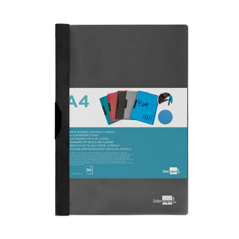 Pack De 25 Unidades - Carpeta Dossier Pinza Lateral Pp Din A 4 Negra