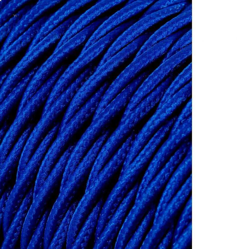 Pack De 25 Unidades - Carrete Cable Textil Trenzado H03vv-F 2 X 0,75 Mm² Azul, 25 M