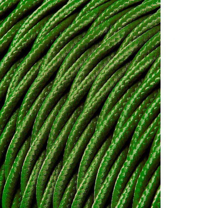 Pack De 25 Unidades - Carrete Cable Textil Trenzado H03vv-F 2 X 0,75 Mm² Verde, 25 M