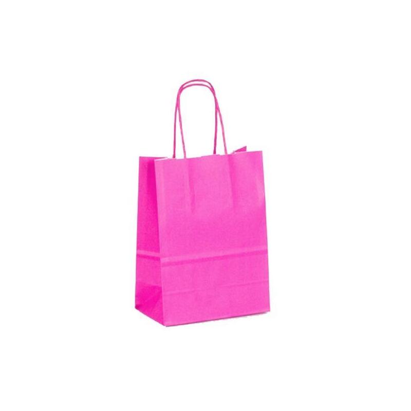 Pack De 25 Unidades Fama Bolsa De Asa Retorcida 125gr 15x8x21cm Papel Magenta