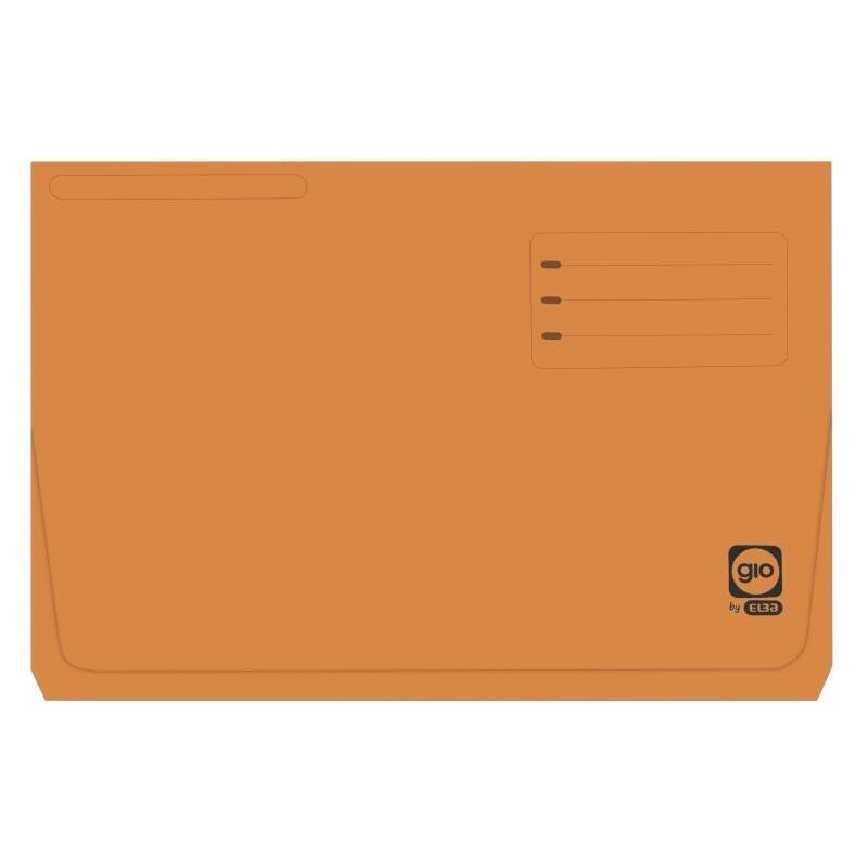 Pack De 25 Unidades Gio By Elba Subcarpeta Con Bolsa Y Solapa Folio Naranja - Resistente Cartulina De 320gr - Bolsa Y