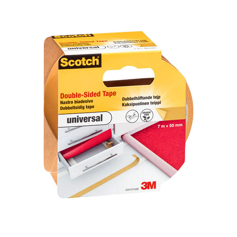 Pack De 3 Unidades - Cinta Doble Cara Universal Blanca 50 Mm X 7 M