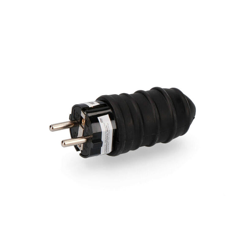 Pack De 3 Unidades - Clavija De Goma 16a 250v T/Tl Tipo F 4,8mm Ip44 Negra (Envasada)