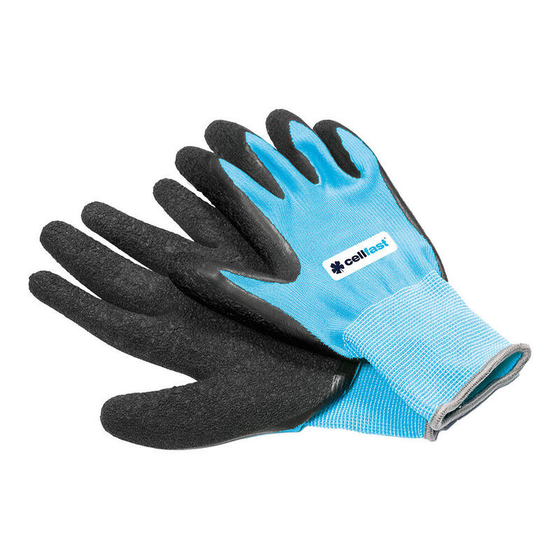 Pack De 3 Unidades - Guante Poliéster Con Palma Látex Para Jardín, Azul, T-08 M
