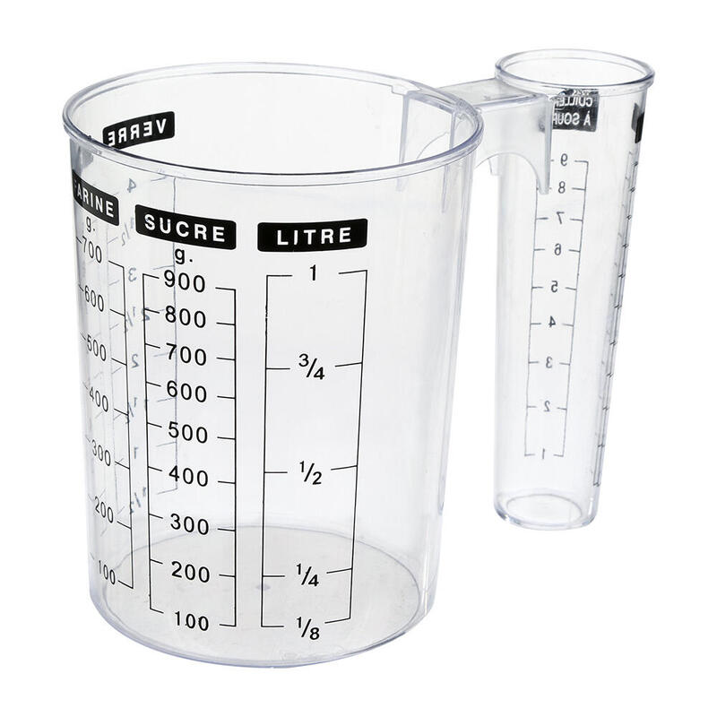 Pack De 3 Unidades - Jarra De Medición Con Dos Depositos Diferentes 1 L