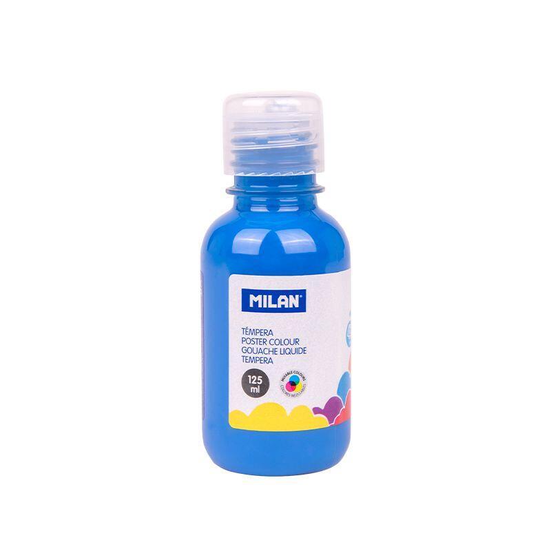 Pack De 3 Unidades Milan Botella De Tempera 125ml - Tapon Dosificador - Secado Rapido - Mezclable - Color Azul