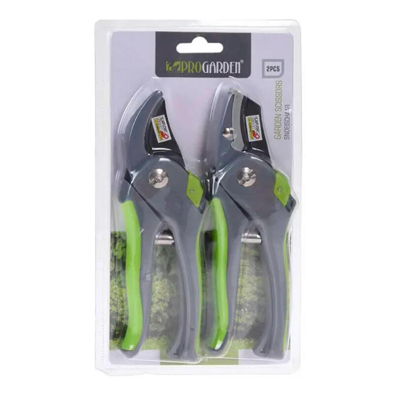 Pack De 3 Unidades - Pack 2 Tijeras De Poda Con Mango De Plastico Verde Progarden