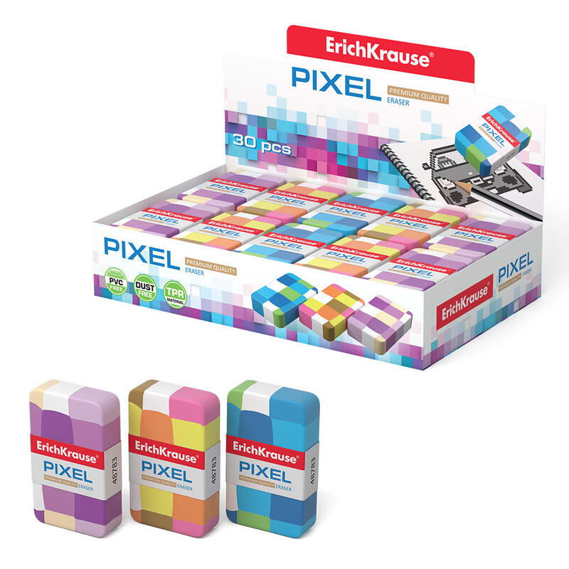 Pack De 30 Unidades Erichkrause Pixel - Borrador Suave De Forma Clasica - Fabricado De Caucho Termoplastico Hipoalergenico - Ecologico Y Moderno - Libre De Impurezas - No Contiene Pvc - Color Negro