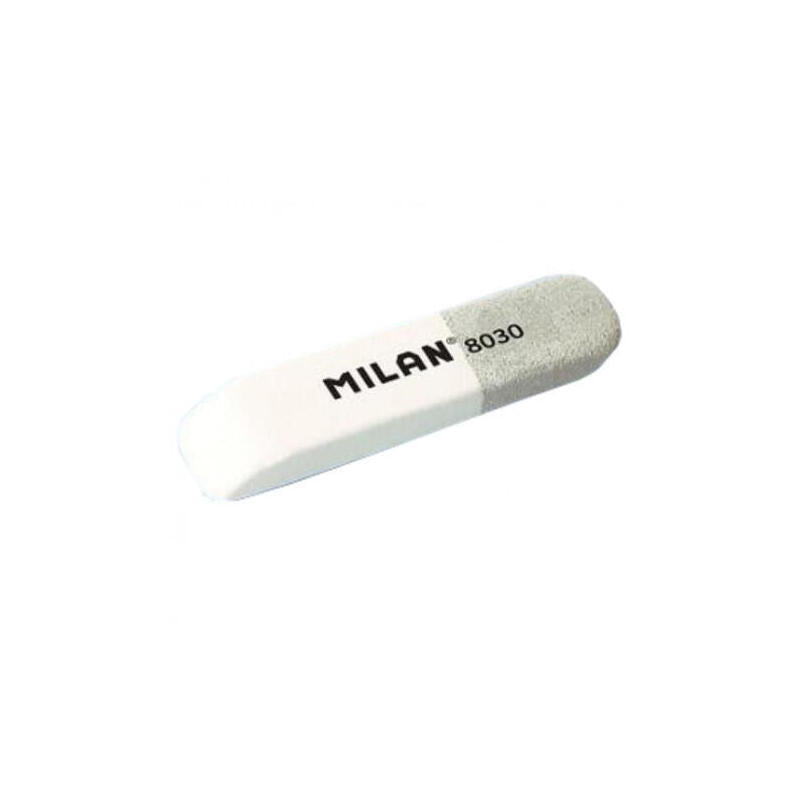 Pack De 30 Unidades Milan 8030 Goma De Borrar Biselada - Doble Uso - Flexible - Miga De Pan - Caucho - Color Blanco/Gris