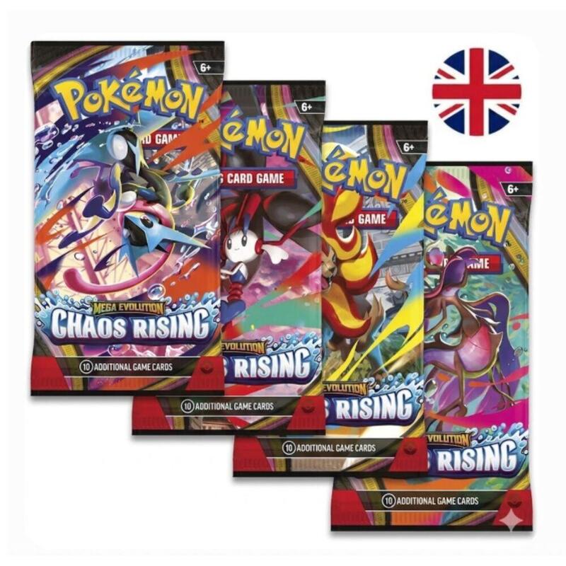 Pack De 36 Unidades - Sobre Cartas Megaevolution Chaos Rising Pokemon Ingles Surtido