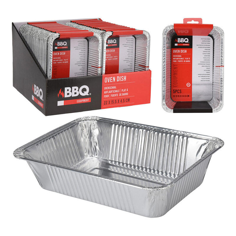 Pack De 4 Unidades - Bandeja De Aluminio, Juego 4 Unidades, 22 X 15,5 X 4,5 Cm