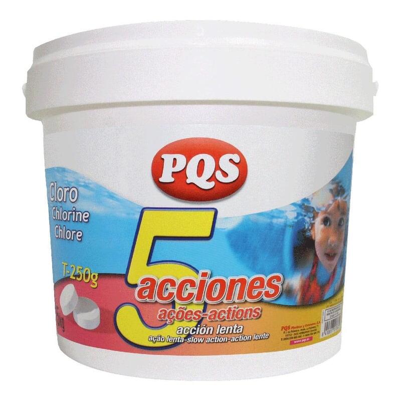 Pack De 4 Unidades - Cloro 5 Acciones, Tabletas De 250 G, Bote 5 Kg