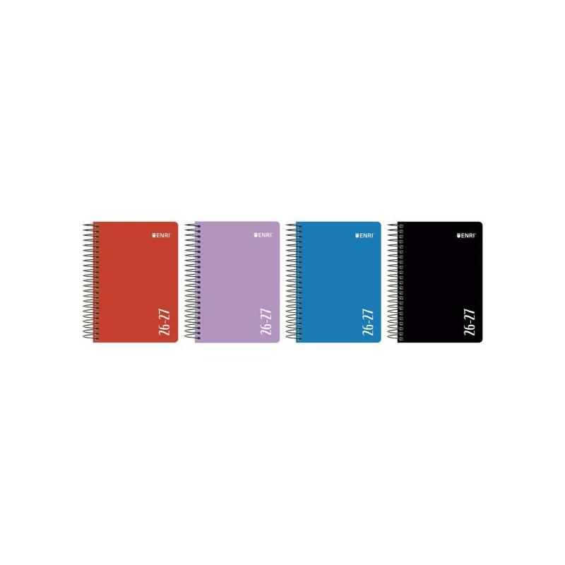 Pack De 4 Unidades Enri Agenda Escolar Con Espiral - Castellano - Tapa De Plastico - Formato Cuartilla - Dia Pagina -