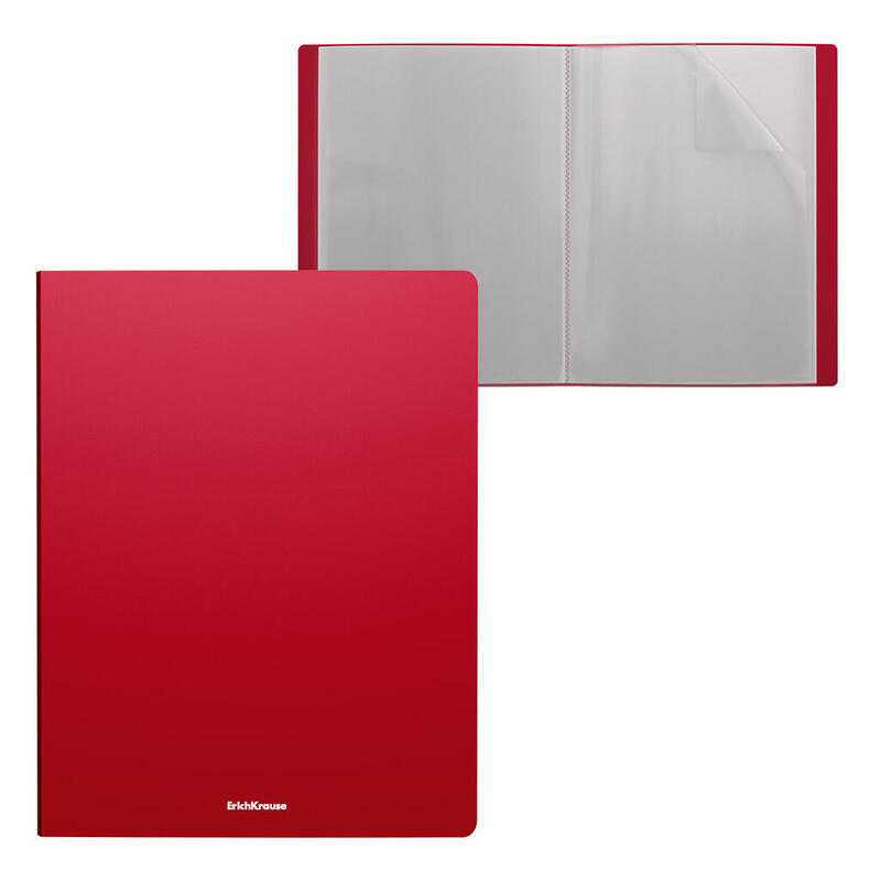 Pack De 4 Unidades Erichkrause Carpetas Con Fundas Matt Classic - 10 Fundas - Tamaño A4 - Color Rojo