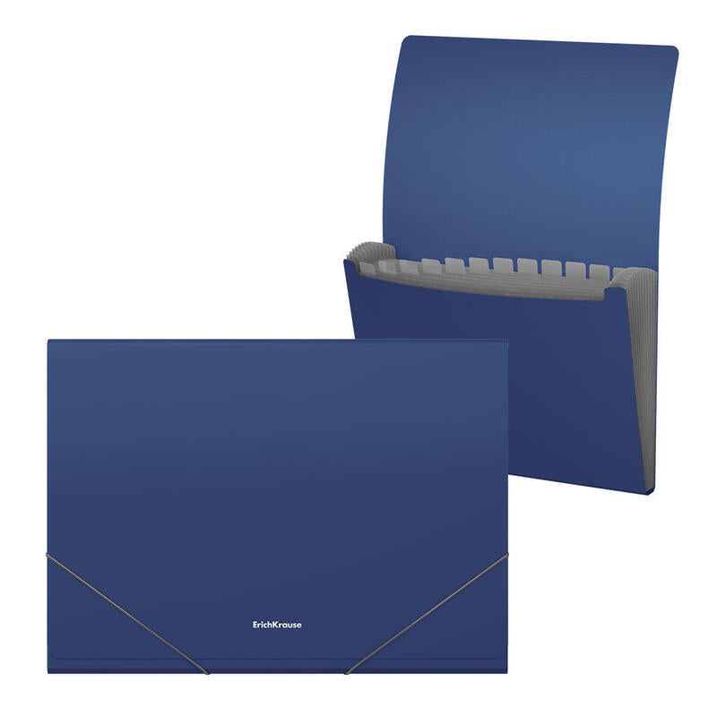 Pack De 4 Unidades Erichkrause Clasificadores Matt Classic - 12 Fundas - Tamaño A4 - Color Azul