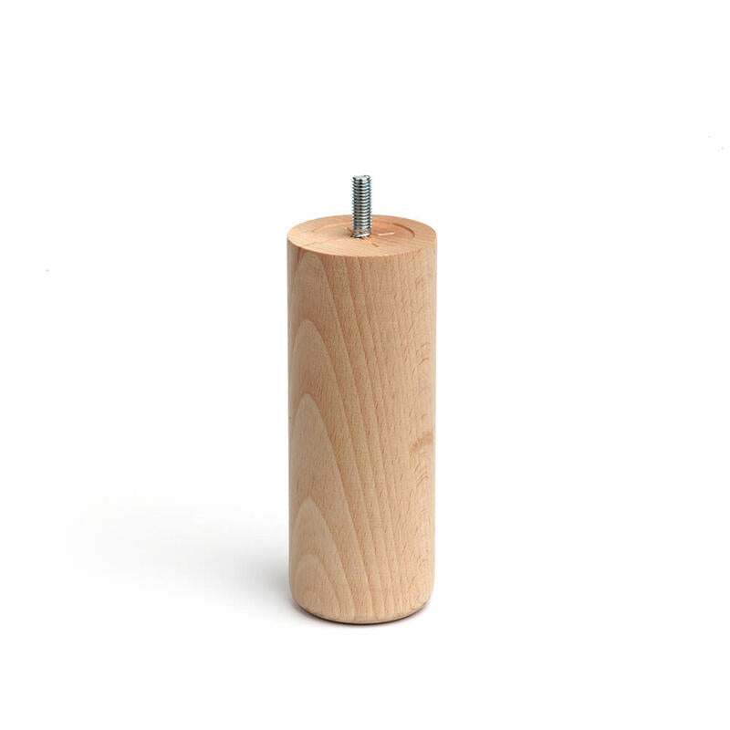 Pack De 4 Unidades - Pata De Madera Cilíndrica De Haya En Color Crudo Mod.447. Dimensiones Ø5,6x15cm Rei