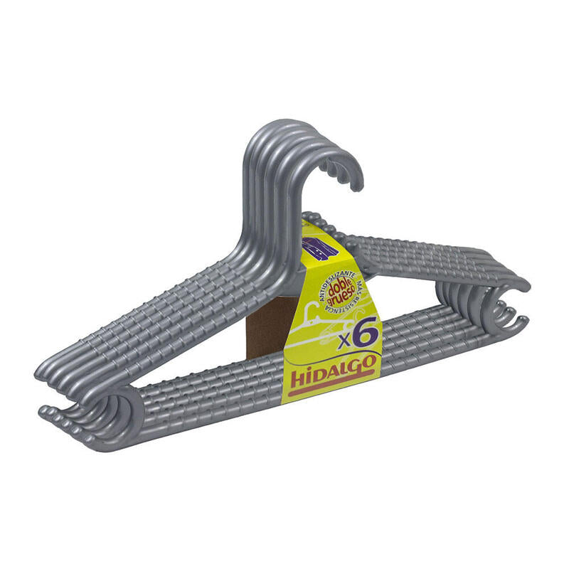 Pack De 4 Unidades - Perchas Doble Grueso Color Plateado, 6 Uds
