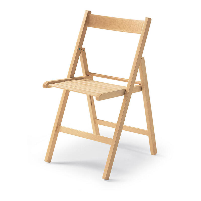 Pack De 4 Unidades - Silla Plegable De Madera Natural 79x42,5x47,5cm
