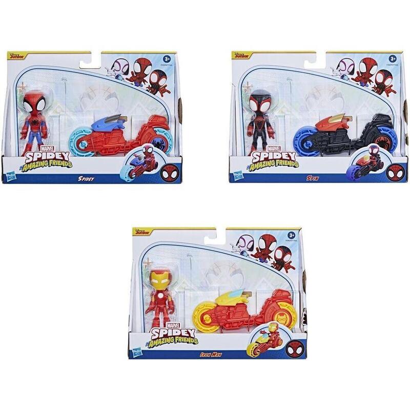 Pack De 4 Unidades - Vehiculo + Figura Spidey Marvel 10cm Surtido