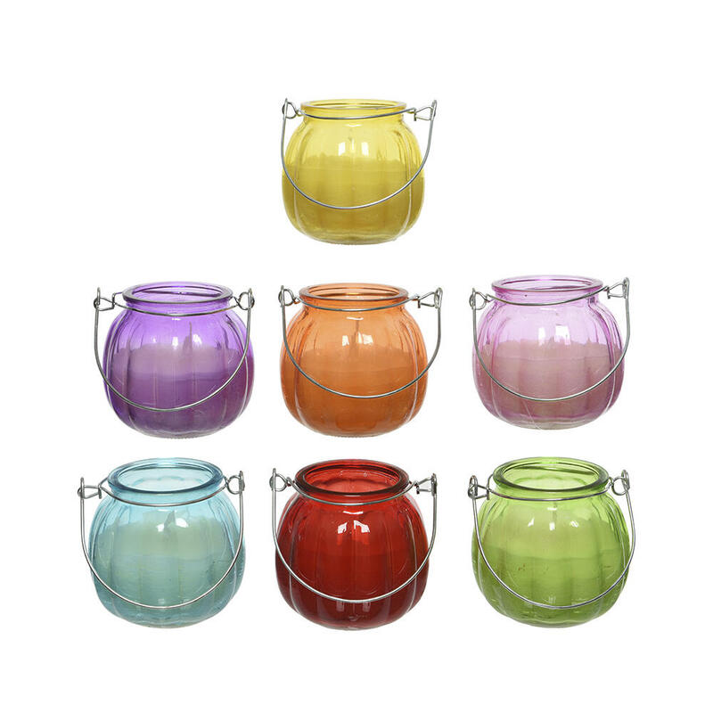 Pack De 4 Unidades - Vela Citronela Con Recipiente De Cristal Ø8x8cm Colores Surtidos