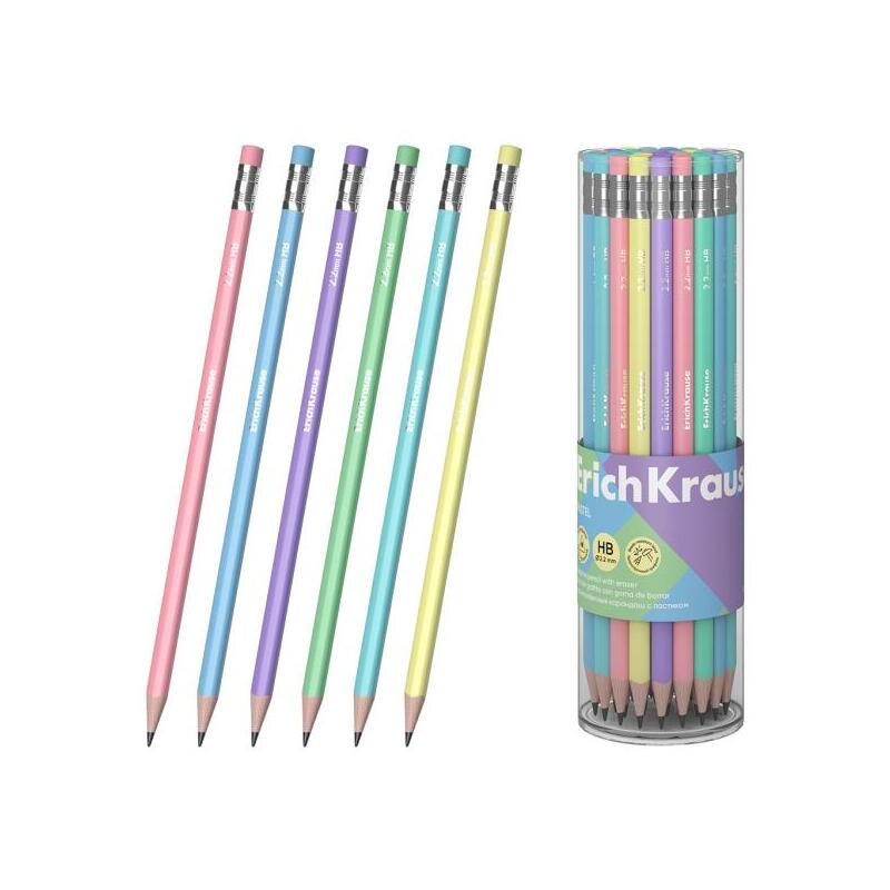 Pack De 42 Unidades Erichkrause Pastel Lapiz De Grafito Con Goma De Borrar - Mina Hb - Cuerpo Triangular - Agarre