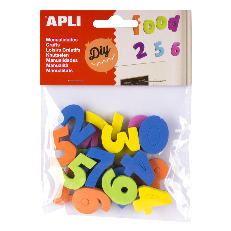 Pack De 5 Unidades Apli Imanes Goma Eva Numeros 20u - Flexibles Y Coloridos - Ideales Para Manualidades Y Educacion